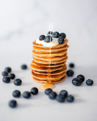blueberry pancakes with blueberries - 627171853