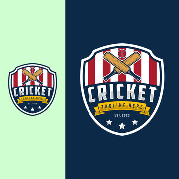 Logo for cricket sport team, competition badge and label, vector illustration