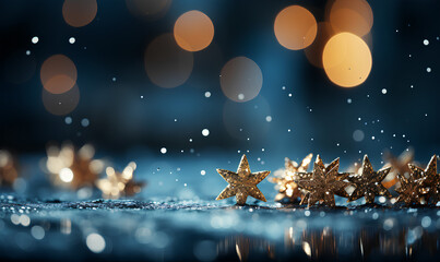 Fototapeta na wymiar Christmas and Winter Background, Bokeh effect. Merry Christmas and a Happy New Year Greeting Card with copy space area - Generative AI