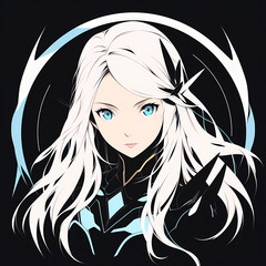 Sketch of a portrait of a woman in anime style. Stylish abstract portrait. Created for t shirt design. Abstract lines on background. Anime style game avatar. Ai generative image
