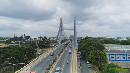 K R Puram cable bridge or hanging bridge in Bangalore. shot on 22.06.2019