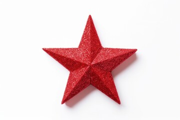 Red glitter star isolated on white background
