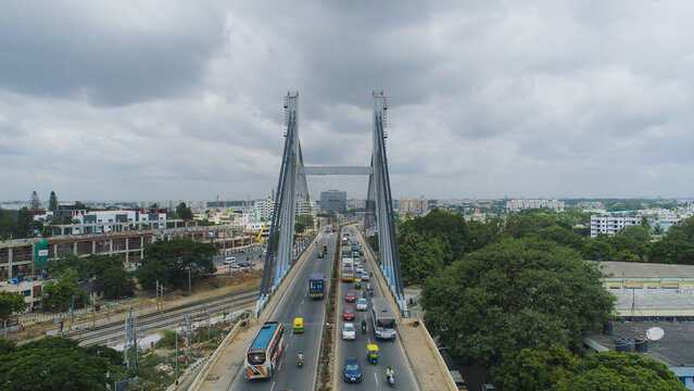 K R Puram cable bridge or hanging bridge in Bangalore. shot on 22.06.2019