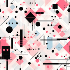 Seamless Tech Fusion: Abstract Pink and Black Seamless Print, Perfect for Various Designs. - High-tech visuals, Versatile print for multiple uses, Futuristic pattern. 