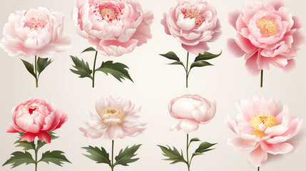 Collection Peony white background