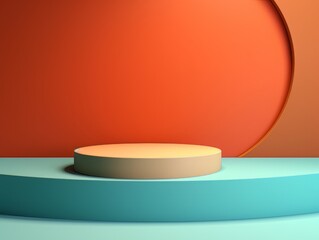 Abstract minimalistic contrast scene with geometric shapes. Orange and green visualization AI