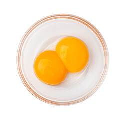 Egg Yolks in Bowl, Fresh Chicken Egg Yolk Separated from Whites for Cooking Recipe, Organic Yolks Top View