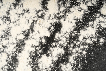 Flour Texture Background, Wheat Flour Pattern with Copy Space, Bakery Banner Mockup, Black Table Plate