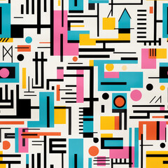 Memphis abstract seamless repeat pattern, modern colorful 3d

