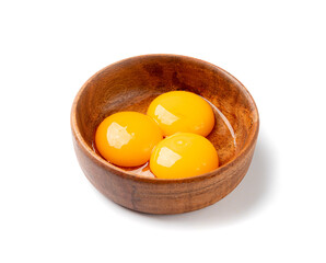 Egg Yolks in Bowl, Fresh Chicken Egg Yolk Separated from Whites for Cooking Recipe, Organic Yolks Top View