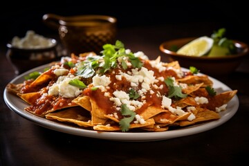 Chilaquiles Authentic Mexican Breakfast. Generative Ai