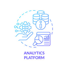 Gradient analytics platform concept thin line icon, isolated vector representing data democratization.