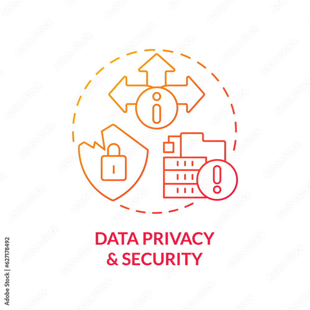 Poster gradient data privacy and security concept thin line icon, isolated vector representing data democra