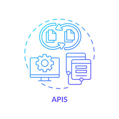 Gradient APIs concept thin line icon, isolated vector representing data democratization.