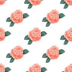 seamless pattern with roses watercolor 