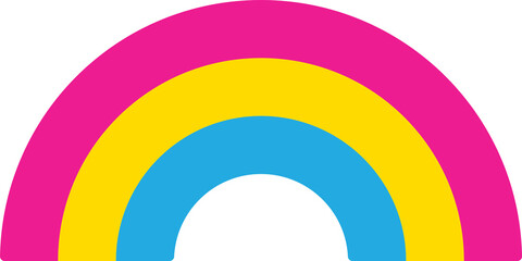 Pink, yellow, and blue colored rainbow icon, as the colors of the pansexual flag. LGBTQI concept. Flat design illustration.