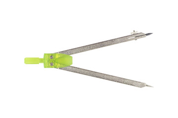 metallic compasses for drawing. Carpenter's compass, divider, Isolated 