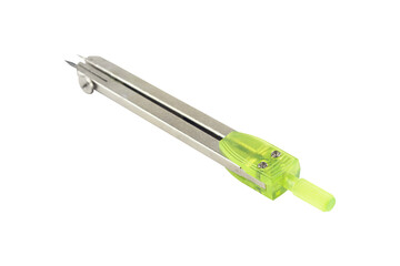 metallic compasses for drawing. Carpenter's compass, divider, Isolated 