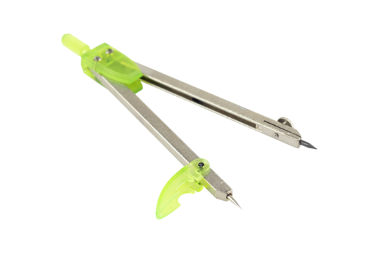 metallic compasses for drawing. Carpenter's compass, divider, Isolated 