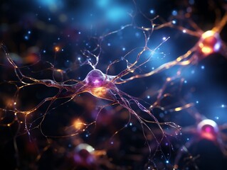 Neural cell neurons connecting the brain Generative AI