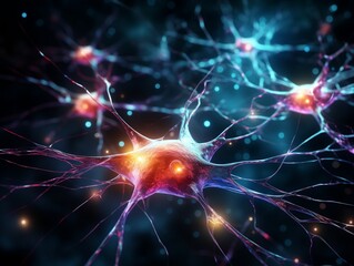 Neural cell neurons connecting the brain Generative AI - obrazy, fototapety, plakaty