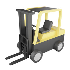 Forklift clipart flat design icon isolated on transparent background, 3D render logistic and delivery concept
