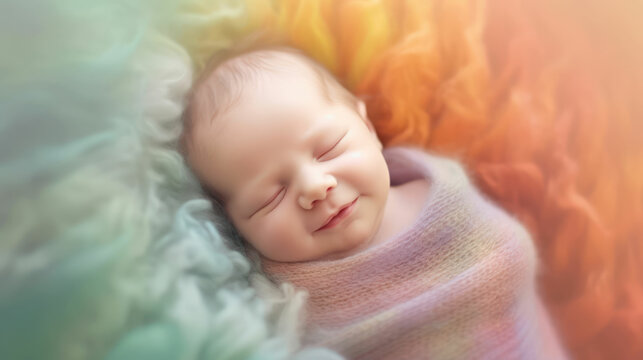 Smiling newborn sleeping