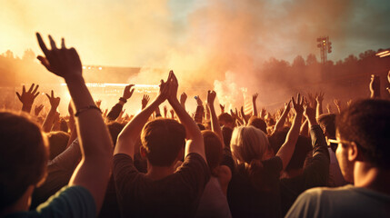 Cheering crowd at a rock concert