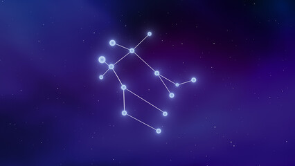 Constellation sign of Gemini with cosmic background © Silver Place