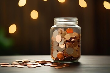 glass jar with coins
