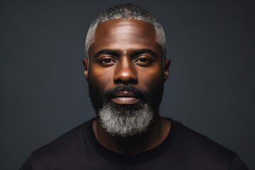 A handsome black man with grey shaved hair down the side of head  - obrazy, fototapety, plakaty