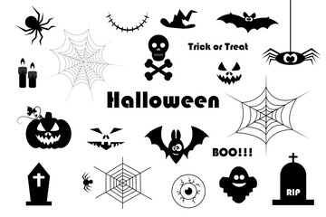 Obraz premium Halloween silhouettes on an orange background