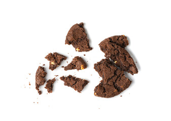 Broken Chocolate Biscuit Isolated, Black Cookie, Dark Soft Biscuits, Butter Cookies, Fresh Sweet Cocoa Cracker