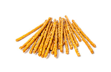 Bread Sticks, Pretzel Straws, Sesame Grissini, Pretzels Snack with Sesame Seeds, Long Rusks