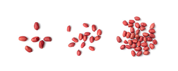 Peanuts Isolated, Roasted Arachis Nuts Pile, Heap of Pea Nut, Whole Groundnut with Shell, Macro Peanut Top View