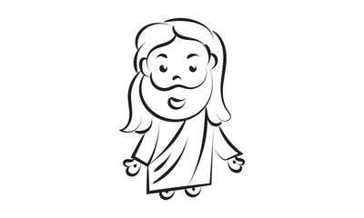 Cute Jesus Christ Line Art for print or use as poster, card, flyer or t shirt