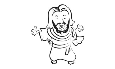 Cute Jesus Christ Line Art for print or use as poster, card, flyer or t shirt