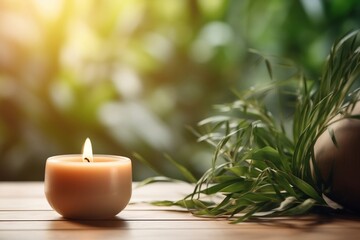 Calm Candle Serene Meditation and Wellness. Generative Ai