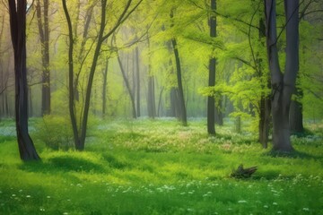 Beautiful background of a forest glade on a spring season