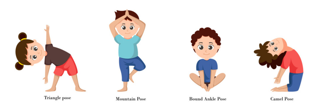Illustration of men and women doing yoga pose exercises