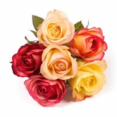 bouquet of roses border isolated on white background