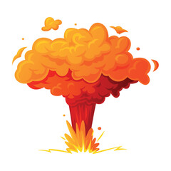 Bomb Explosion Bright Orange Cloud Vector Illustration