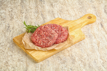 Raw beef burger cutlet for grill