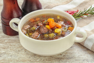 Soup with lentil and chicken