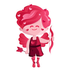 Cute pink cupid vector. This cute pink cupid vector illustration can be used to add a touch of love and romance to Valentine s Day cards, wedding invitations, or any other romantic-themed designs.