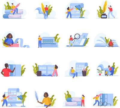 Flat Writer Icon Set