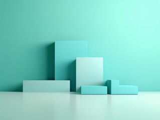 Abstract minimalistic contrast scene with geometric shapes. Green mint visualization AI