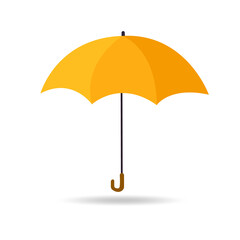 Yellow umbrella.Cartoon umbrella icon. Colored umbrella from rain and sun. Flat illustration.