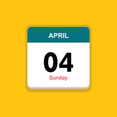sunday 04 april icon with yellow background, calender icon