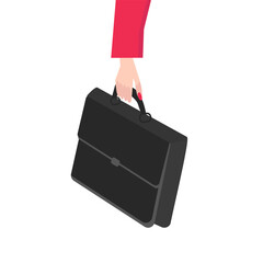 A woman's hand holds a diplomat, a briefcase. Diplomacy, business, business woman. Flat illustration, vector.